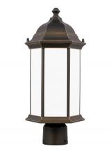 Seagull - Generation 8238651-71 - Sevier traditional 1-light outdoor exterior medium post lantern in antique bronze finish with satin
