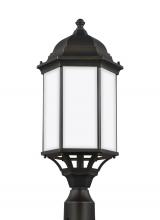 Seagull - Generation 8238751-71 - Sevier traditional 1-light outdoor exterior large post lantern in antique bronze finish with satin e