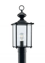 Seagull - Generation 8257-12 - Jamestowne transitional 1-light outdoor exterior post lantern in black finish with clear beveled gla