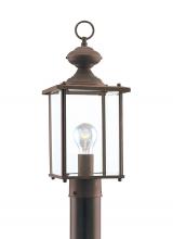 Seagull - Generation 8257-71 - Jamestowne transitional 1-light outdoor exterior post lantern in antique bronze finish with clear be
