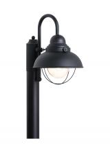 Seagull - Generation 8269-12 - Sebring transitional 1-light outdoor exterior post lantern in black finish with clear seeded glass d