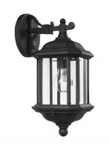 Seagull - Generation 84030-12 - Kent traditional 1-light outdoor exterior medium wall lantern sconce in black finish with clear beve