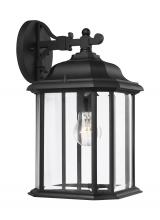 Seagull - Generation 84031-12 - Kent traditional 1-light outdoor exterior large wall lantern sconce in black finish with clear bevel