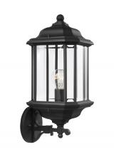 Seagull - Generation 84032-12 - Kent traditional 1-light outdoor exterior large uplight wall lantern sconce in black finish with cle