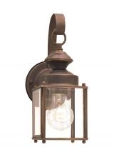 Seagull - Generation 8456-71 - Jamestowne transitional 1-light small outdoor exterior wall lantern in antique bronze finish with cl