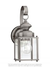 Seagull - Generation 8456-965 - Jamestowne transitional 1-light small outdoor exterior wall lantern in antique brushed nickel silver