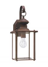 Seagull - Generation 8458-71 - Jamestowne transitional 1-light large outdoor exterior wall lantern in antique bronze finish with cl
