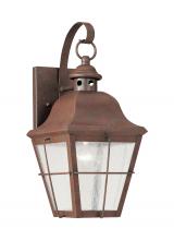 Seagull - Generation 8462-44 - Chatham traditional 1-light outdoor exterior wall lantern sconce in weathered copper finish with cle