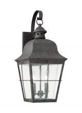 Seagull - Generation 8463-46 - Chatham traditional 2-light outdoor exterior wall lantern sconce in oxidized bronze finish with clea