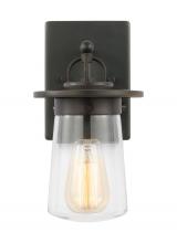 Seagull - Generation 8508901-71 - Tybee traditional 1-light outdoor exterior small wall lantern in antique bronze finish with clear gl