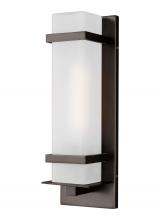 Seagull - Generation 8520701-71 - Alban modern 1-light outdoor exterior small wall lantern in antique bronze finish with etched opal g