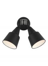 Seagull - Generation 8560702PM-12 - Flood Light traditional 2-light outdoor exterior flood with photo and motion sensor in black finish