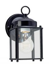 Seagull - Generation 8592-12 - New Castle traditional 1-light outdoor exterior wall lantern sconce in black finish with clear glass