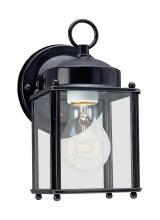Seagull - Generation 8592-12 - New Castle traditional 1-light outdoor exterior wall lantern sconce in black finish with clear glass