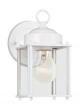 Seagull - Generation 8592-15 - New Castle traditional 1-light outdoor exterior wall lantern sconce in white finish with clear glass