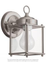 Seagull - Generation 8592-965 - New Castle traditional 1-light outdoor exterior wall lantern sconce in antique brushed nickel silver