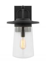Seagull - Generation 8708901-12 - Tybee traditional 1-light outdoor exterior large wall lantern in black finish with clear glass shade