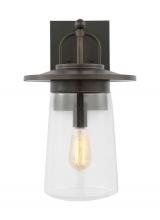 Seagull - Generation 8708901-71 - Tybee traditional 1-light outdoor exterior large wall lantern in antique bronze finish with clear gl