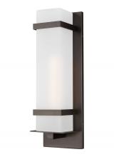 Seagull - Generation 8720701-71 - Alban modern 1-light outdoor exterior large square wall lantern in antique bronze finish with etched
