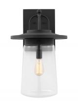 Seagull - Generation 8808901-12 - Tybee traditional 1-light outdoor exterior extra-large wall lantern in black finish with clear glass