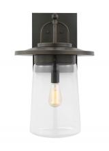 Seagull - Generation 8808901-71 - Tybee traditional 1-light outdoor exterior extra-large wall lantern in antique bronze finish with cl