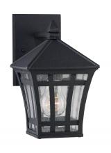 Seagull - Generation 88131-12 - Herrington transitional 1-light outdoor exterior small wall lantern sconce in black finish with clea