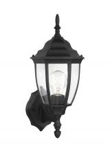 Seagull - Generation 88940-12 - Bakersville traditional 1-light outdoor exterior wall lantern in black finish with clear curved beve