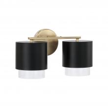 Capital Fixture Comp 153021RK-549 - 2-Light Cylindrical Metal Vanity in Matte Black with Matte Brass Interior and Seeded Glass