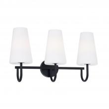 Capital Fixture Comp 155231MB-550 - 3-Light Vanity in Matte Black with Tapered Soft White Glass