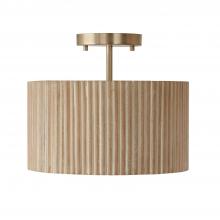 Capital Fixture Comp 250711WS - 1-Light Semi-Flush Pendant in Matte Brass and Handcrafted Mango Wood in White Wash