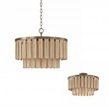 Capital Fixture Comp 255611DR - 1-Light Dual Mount Pendant in Dark Brass with Handcrafted Mango Wood in Nordic Grey Stain