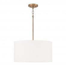 Capital Fixture Comp 314632AD-659 - 3-Light Pendant in Aged Brass with White Fabric Drum Shade and Acrylic Diffuser