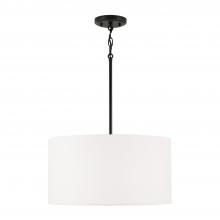 Capital Fixture Comp 314632MB-659 - 3-Light Pendant in Matte Black with White Fabric Drum Shade and Acrylic Diffuser
