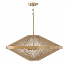 Capital Fixture Comp 352842MA - 4-Light Pendant in Matte Brass with Mango Wood and Handwrapped Natural Jute Rope String