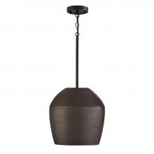 Capital Fixture Comp 354212UR - 1-Light Handcrafted Terracotta Pendant in Umber and Matte Black