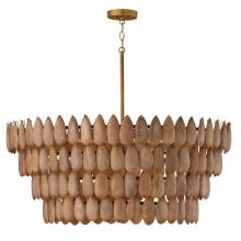 Capital Fixture Comp 354461LW - 6-Light Pendant in Hand-distressed Patinaed Brass and Handcrafted Mango Wood