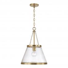 Capital Fixture Comp 355312AD - 1-Light Cone Pendant in Aged Brass with Organic Hammered Glass