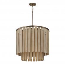Capital Fixture Comp 355651DR - 5-Light Pendant in Dark Brass with Handcrafted Mango Wood in Nordic Grey Stain