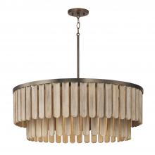 Capital Fixture Comp 355661DR - 6-Light Pendant in Dark Brass with Handcrafted Mango Wood in Nordic Grey Stain