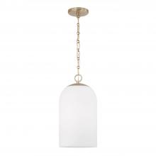 Capital Fixture Comp 355811MA-554 - 1-Light Capsule Pendant in Matte Brass with Soft White Glass and Alternating Loop Designer Chain