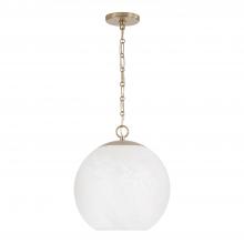 Capital Fixture Comp 355812MA-551 - 1-Light Globe Pendant in Matte Brass with Faux Alabaster Glass and Alternating Loop Designer Chain