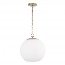 Capital Fixture Comp 355812MA-552 - 1-Light Globe Pendant in Matte Brass with Soft White Glass and Alternating Loop Designer Chain
