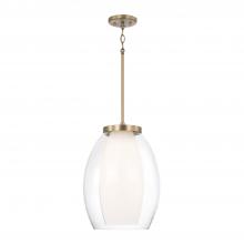 Capital Fixture Comp 355911AD - 1-Light Pendant in Aged Brass with Layered White and Clear Glass