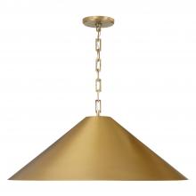 Capital Fixture Comp 356712AD - 1-Light Metal Cone Pendant in Aged Brass with Painted Brass Interior and Rectangular Designer Chain