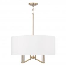 Capital Fixture Comp 357041MA - 4-Light Pendant in Matte Brass with Clear Acrylic Accents and White Fabric Shade