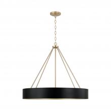 Capital Fixture Comp 453041RK - 4-Light Modern Circular Metal Chandelier in Matte Black with Painted Matte Brass Interior