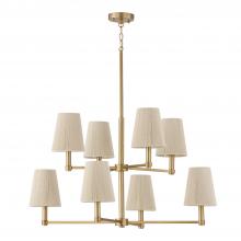 Capital Fixture Comp 454581MA - 8-Light Two-Tier Chandelier in Matte Brass with Tapered Bleached Natural Rope Shades