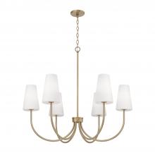 Capital Fixture Comp 455261AD-550 - 6-Light Transitional Chandelier in Aged Brass with Tapered Soft White Glass