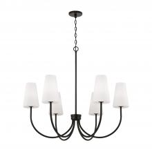 Capital Fixture Comp 455261MB-550 - 6-Light Transitional Chandelier in Matte Black with Tapered Soft White Glass