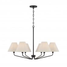 Capital Fixture Comp 456661ES-713 - 6-Light Angular Chandelier in Espresso with Tapered Soft Tan Fabric Shades